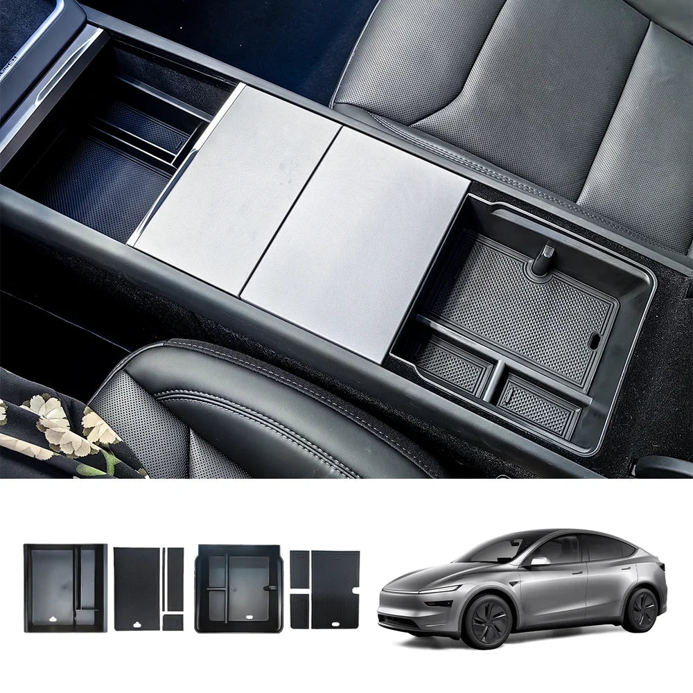 Organizador de consola central e caixa de apoio de braço para Tesla Model Y Juniper 2025+