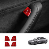 Real Carbon Fiber Window Switch Button Cover Sticker 4 PCS For Tesla Model 3 Highland / Model Y Juniper