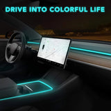 Tesla Model 3/Y Interior LED Dashboard + Center Console Light Strip + App Controller (2017-2023)