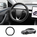 Чохол на кермо з алькантари ручної вишивки для Tesla