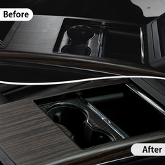 [Real Carbon Fiber] ฝาครอบที่วางแก้วคอนโซลสำหรับ Tesla Model S/X 2022+