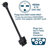 Wallbox Adapter Type 1/Type 2/NACS-kabel 5M EV-oplader voor Tesla 3/Y/S/X