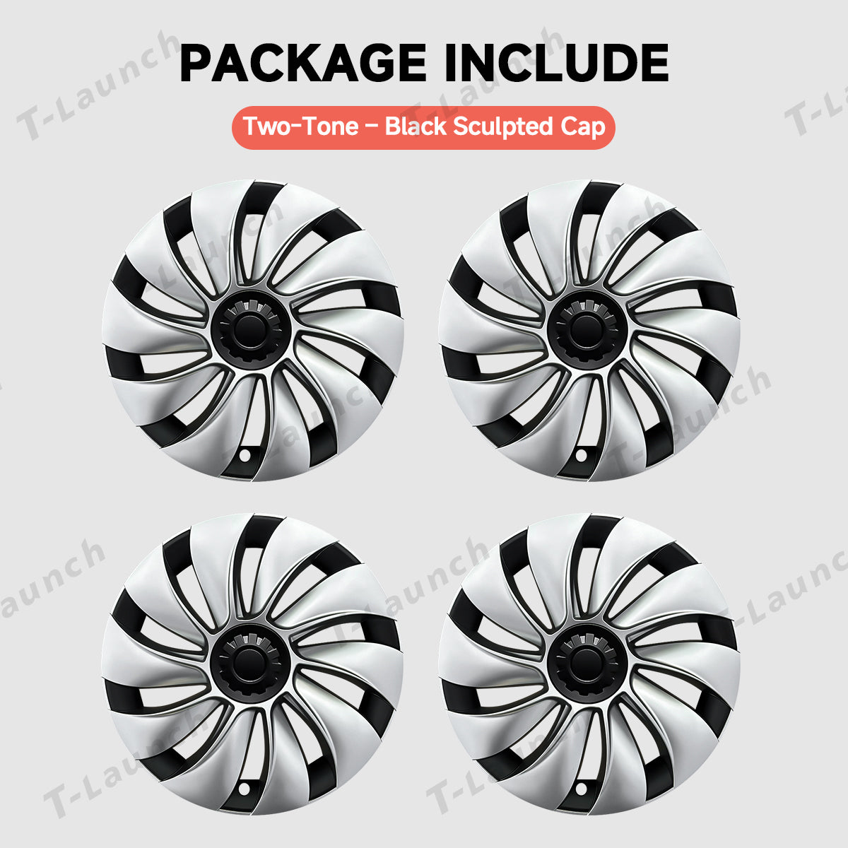 19'' Crossflow Hubcaps Wheel Covers – Spiral Spoke Style for Tesla Model Y Juniper 2025+ (Set of 4)