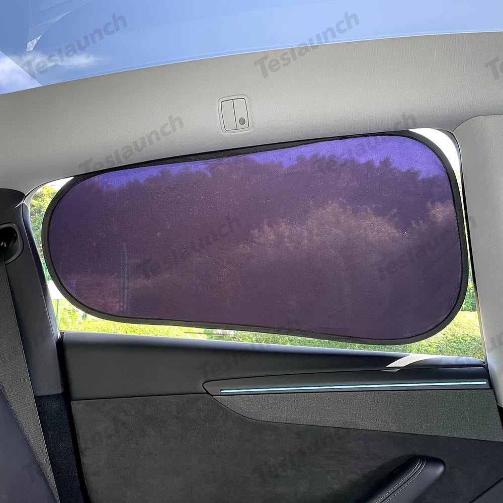 Static Cling Mesh Insulated Side Window Sunshade For Tesla Model Y