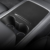 [Real Carbon Fiber] Model 3/Y Center Console Overlays med nyckelkortplats (Gen. 2) (2021-2023)