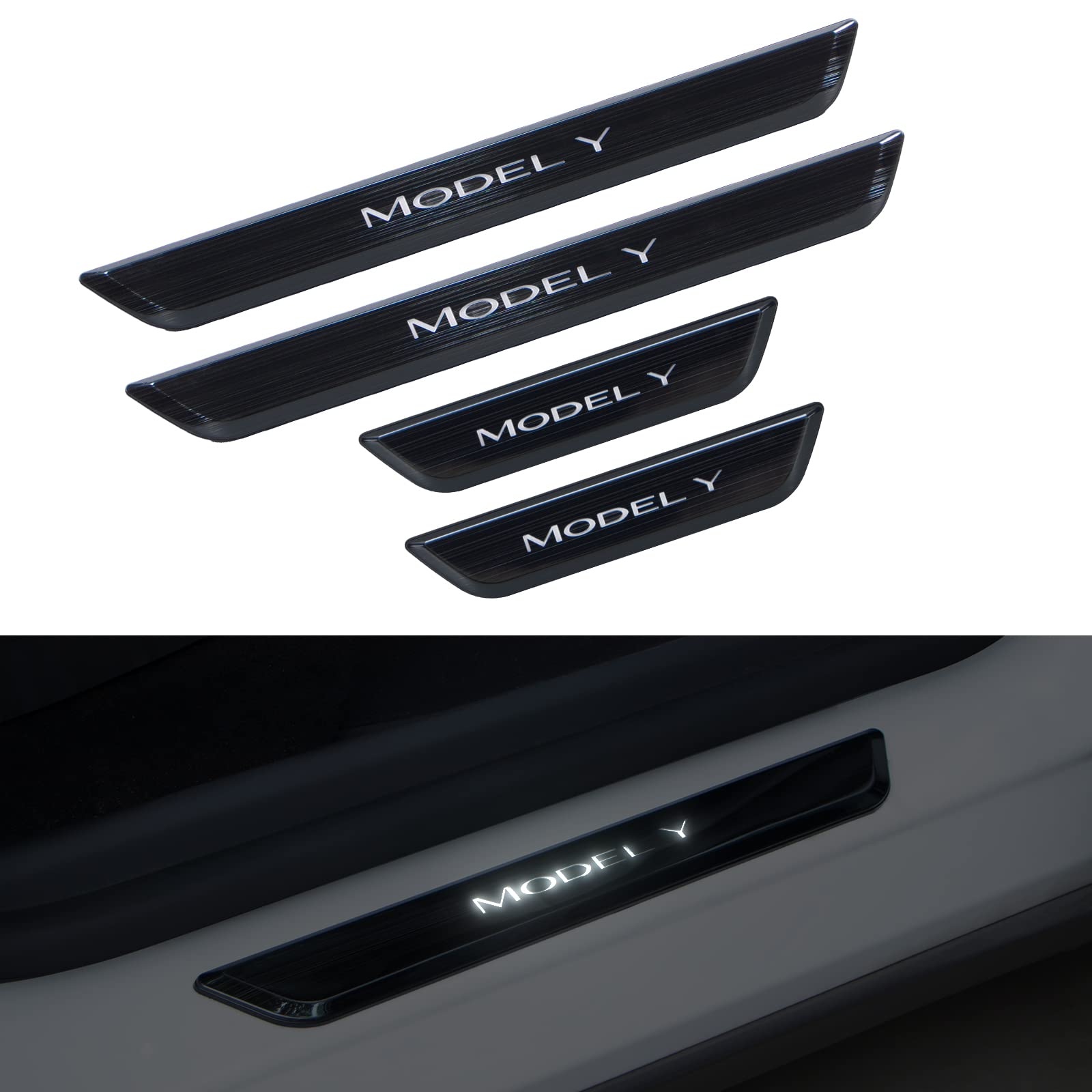 Tesla beleuchteter Einstiegsleistenschutz - Schwarz / Model Y