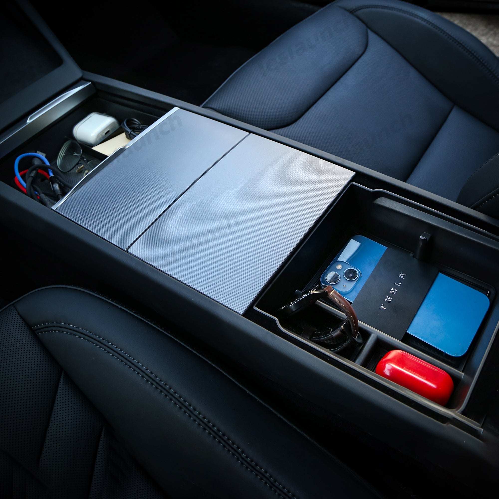 Mittelkonsolen-Organizer und Armlehnenbox für Tesla 2024 Model 3 Highland
