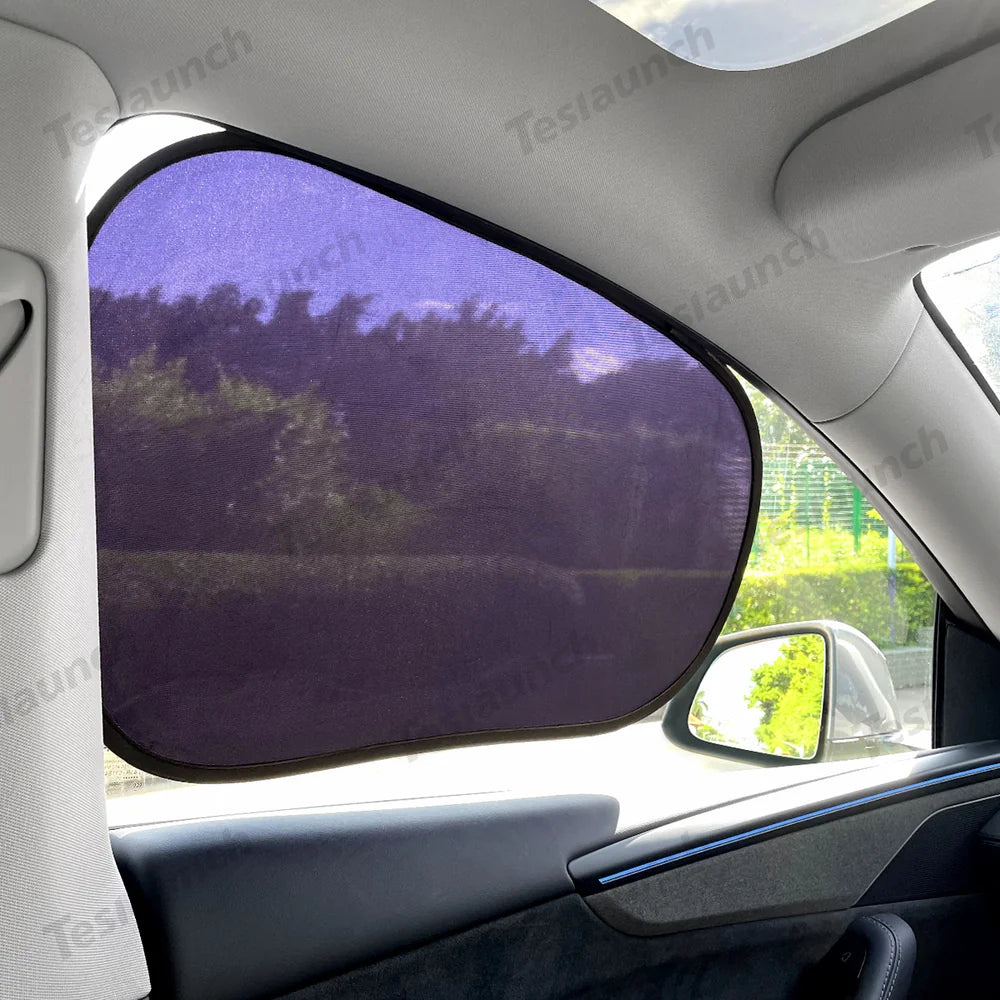 Static Cling Mesh Insulated Side Window Sunshade For Tesla Model Y