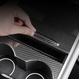 [Real Carbon Fiber] Model 3/Y Center Console Overlays With Key Card Slot (Gen. 2) (2021-2023)