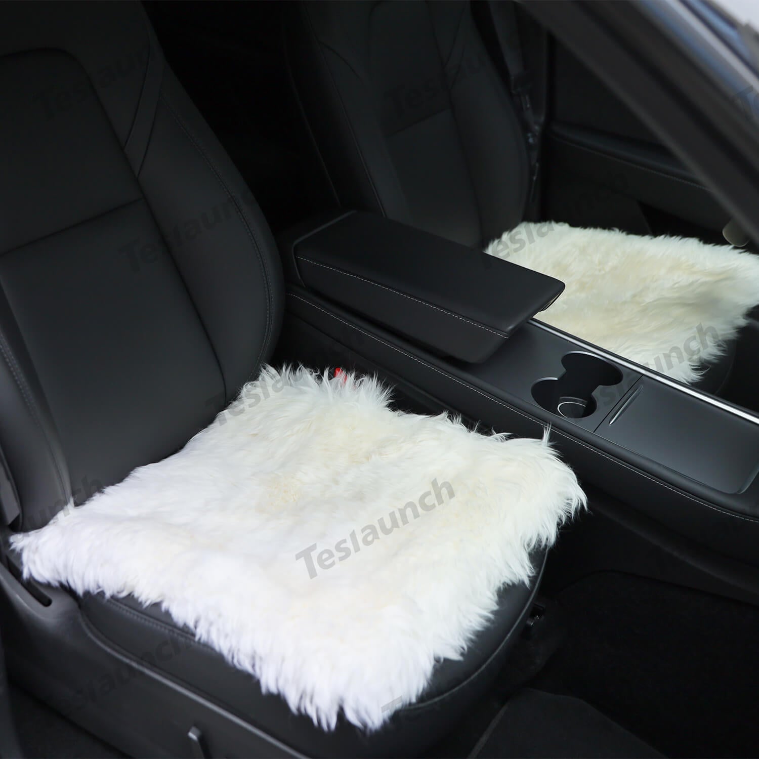 Le siège avant de peau de mouton de Faux couvre noir/blanc pour Tesla Model  S/X/3/Y (2012-2023)