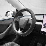 Чохол на кермо з алькантари ручної вишивки для Tesla