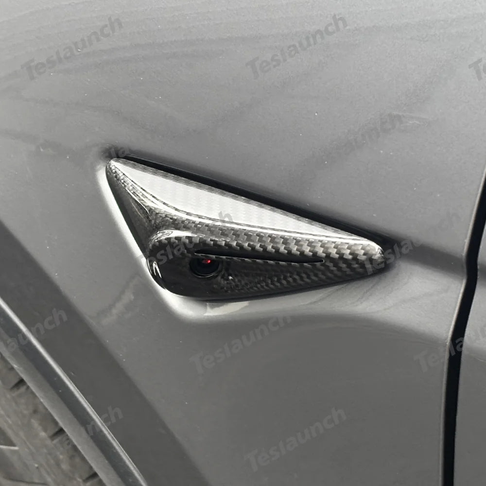 [Real Carbon Fiber] Dönüş Sinyali Kamera Kaplamaları Tesla Model 3 Yayla