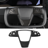 [Real Carbon Fiber] Yoke Steering Wheel Cover Overlay Plate Panel For Model S/X (2021-2024)