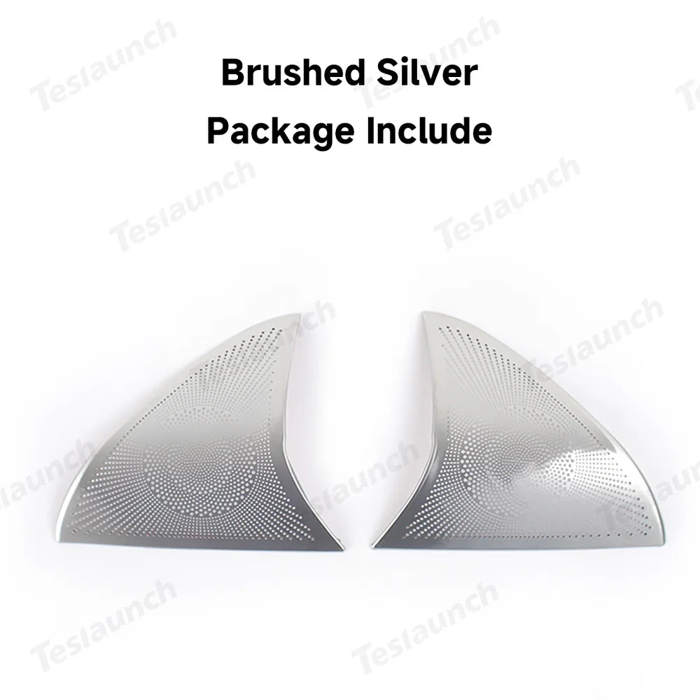 Stainless Steel Front Door Triangle Speaker Covers for Tesla Model Y Juniper 2025+