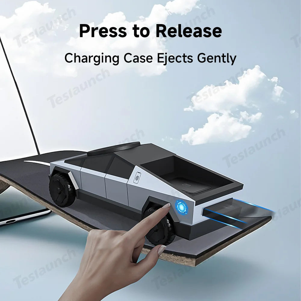 Cybertruck-Inspired 3-in-1 Wireless Charger & Stand for All Cars