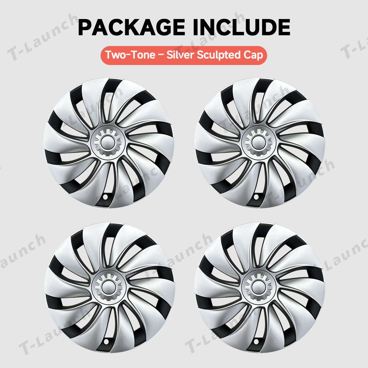 19'' Crossflow Hubcaps Wheel Covers – Spiral Spoke Style for Tesla Model Y Juniper 2025+ (Set of 4)