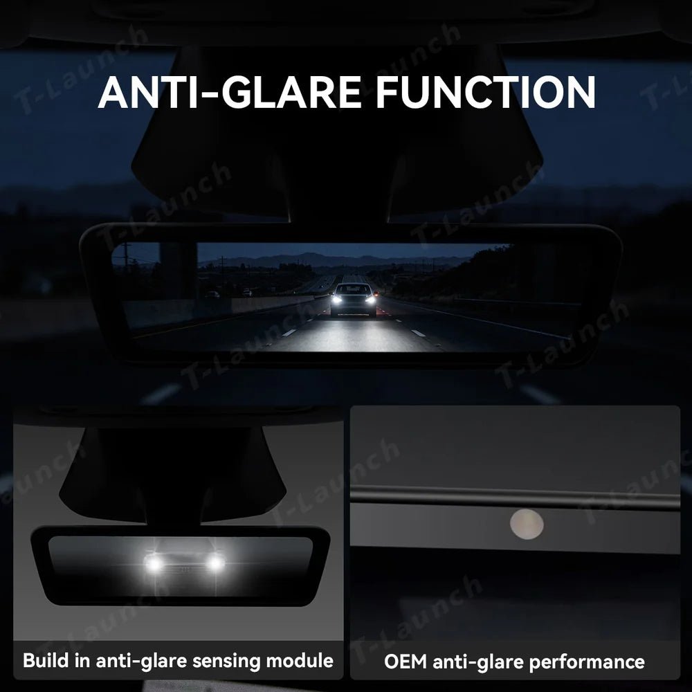 8.2" Streaming Rearview Mirror with Live HD Rear Camera for Tesla Model 3 & Model Y (2021–2026) - T-Launch