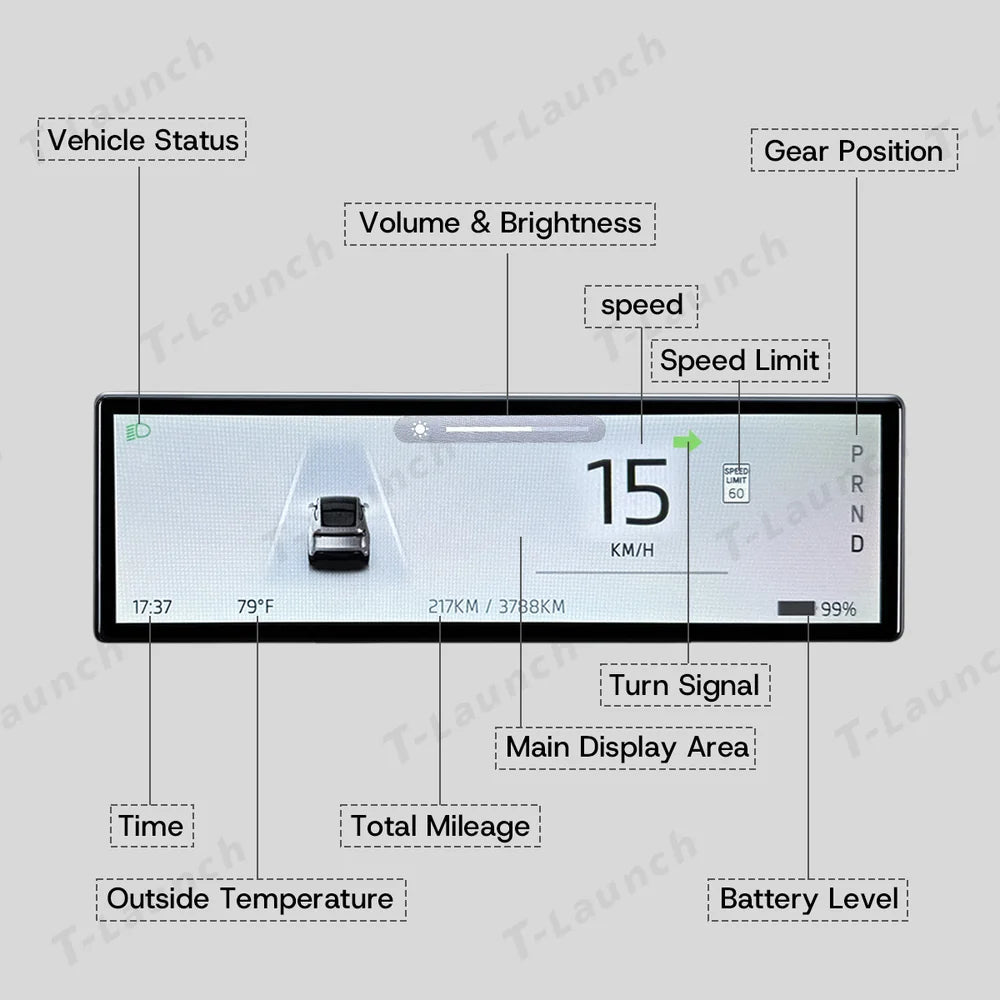8.8-inch Touch Instrument Cluster Display Upgrade for Tesla Model 3 / Model Y (2017-2026) - T-Launch