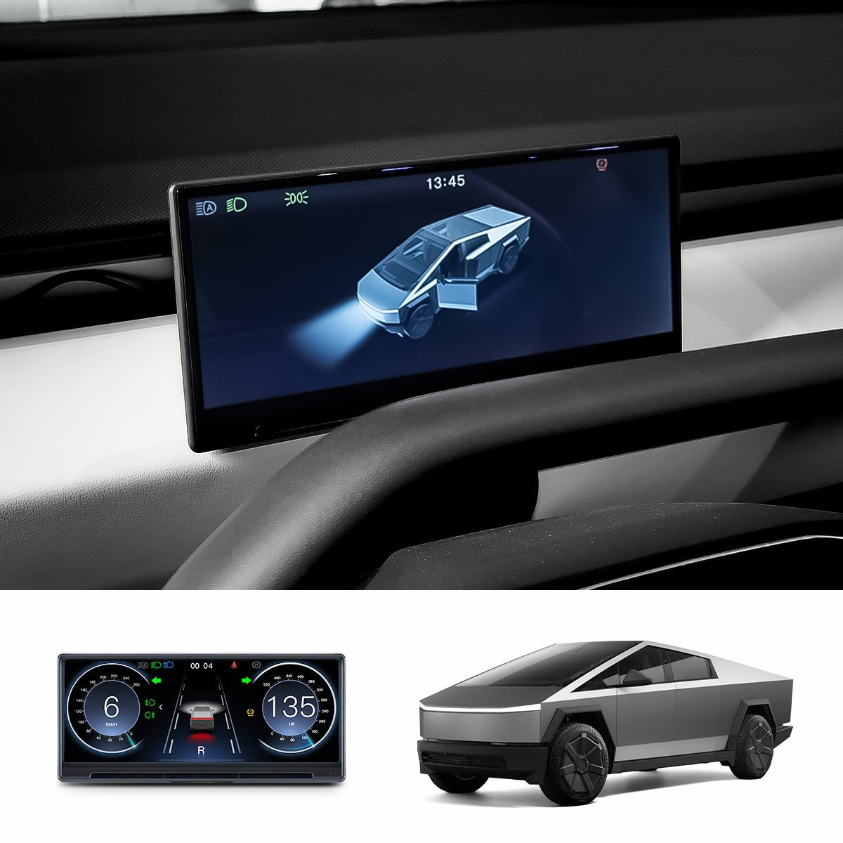 8.9'' Head-Up Display with Wireless CarPlay & Android Auto for Tesla Cybertruck - T-Launch