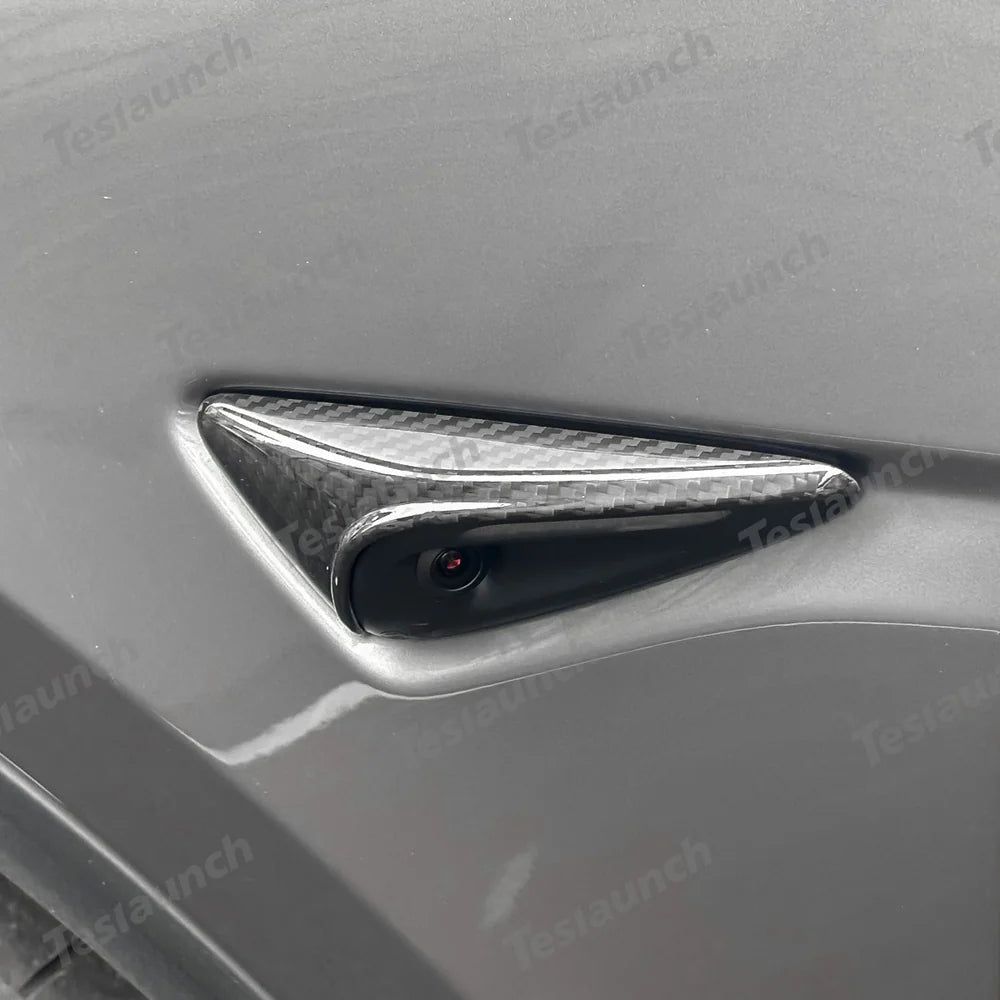 [Real Carbon Fiber] Dönüş Sinyali Kamera Kaplamaları Tesla Model 3 Yayla