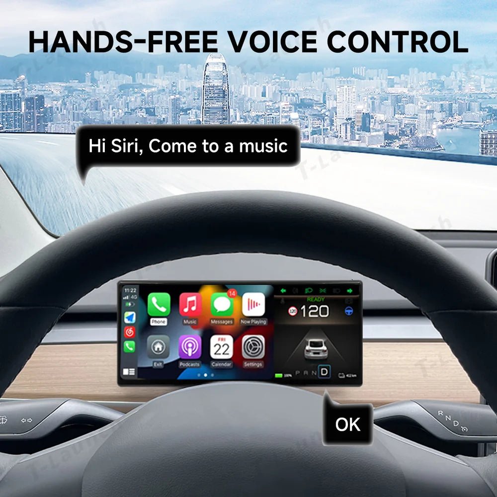 9'' Head Up Display with Wireless CarPlay & Android Auto for Tesla Model 3/Y (2021–2024) - T-Launch