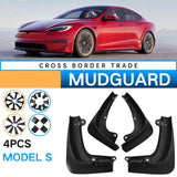 Model S Mud Flaps Custom Front Rear Mudguard Kit, No Drill Fender for Tesla(2016-2020) (4 Pcs)