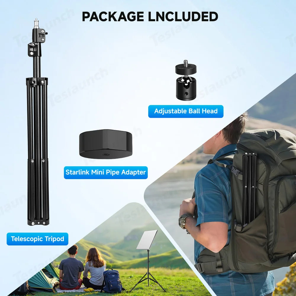 Adjustable Tripod Mount with 1/4″-20 Thread Pipe Adapter for Starlink Mini