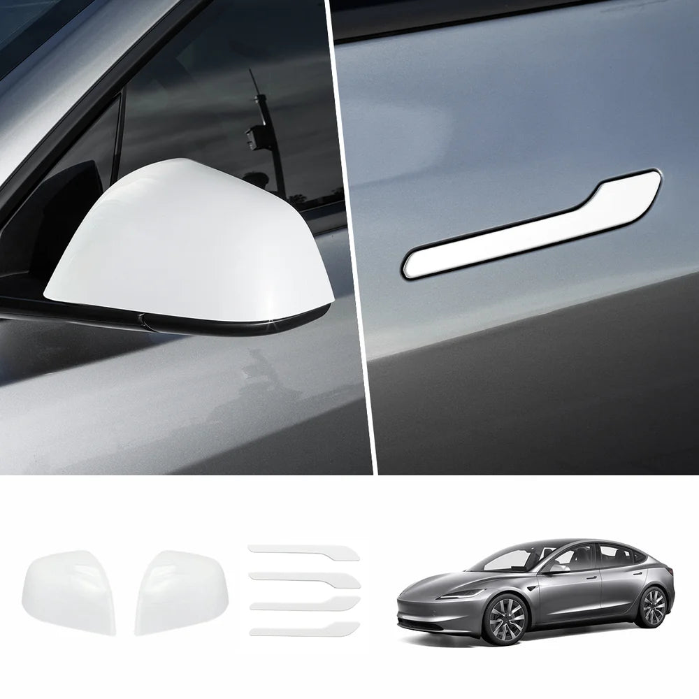 ABS Side Mirror Covers & Door Handle Covers for Tesla Model Y Juniper 2025+ / Model 3 Highland 2024+