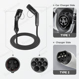 Type 2 Socket to Type 1/J1772 Vehicle EV Charging Cable