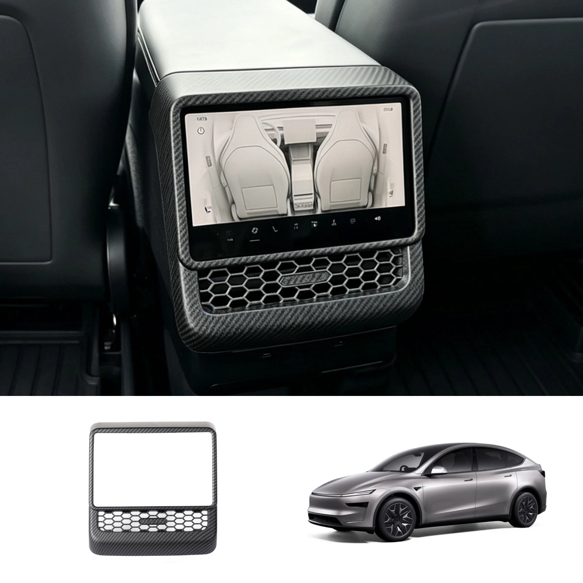 Rear Center Console Air Vent Cover & Lower Kick Panel Protector for Tesla Model YL 2026+
