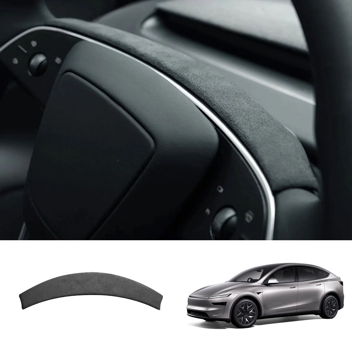 Alcantara Steering Wheel Strip Cover for Tesla Model YL 2026+