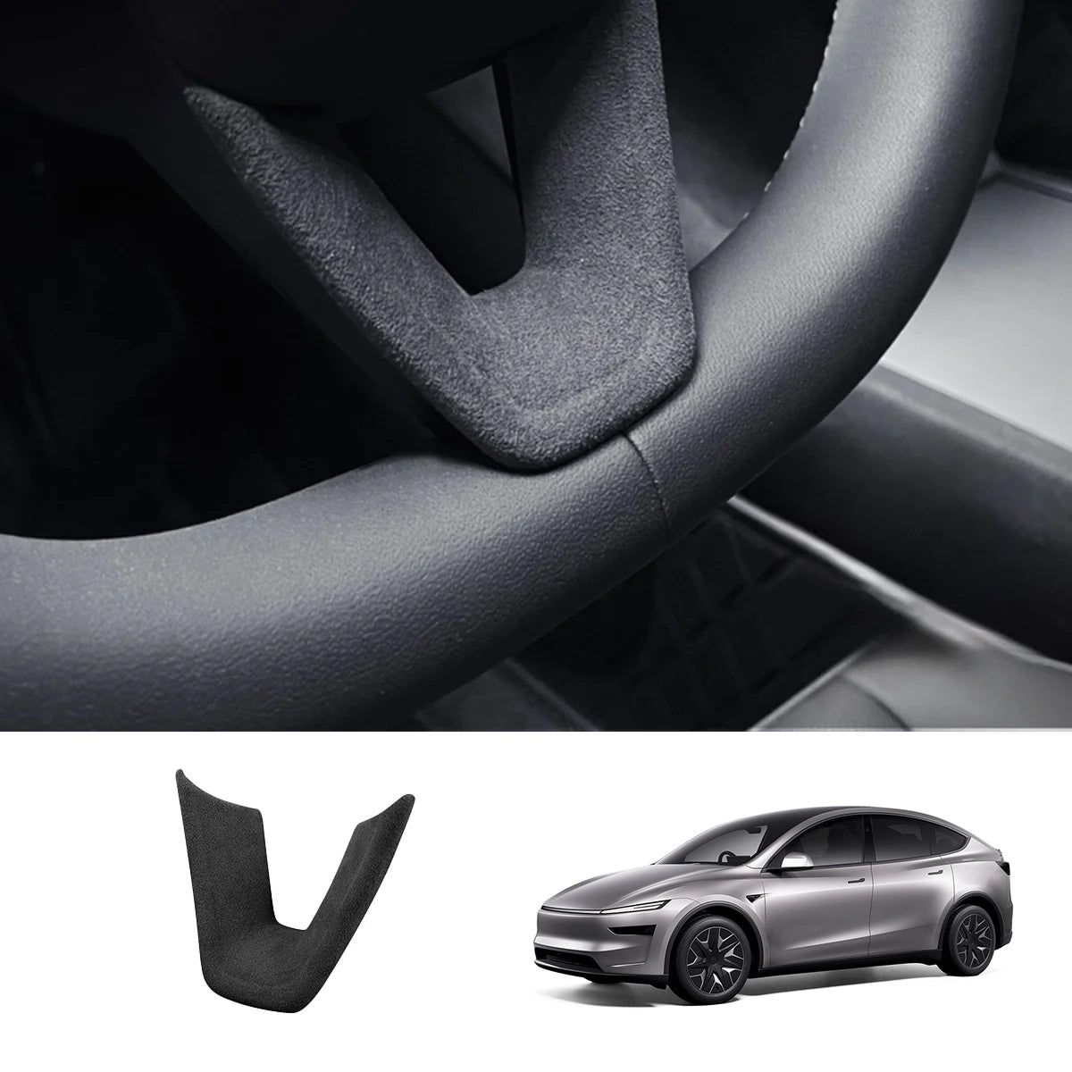 Alcantara Steering Wheel U-shaped Cover for Tesla Model YL 2026+