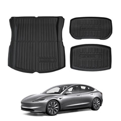 2024+ Model 3 Highland All-Weather Floor Mats Full Set Trunk Mat Cargo Mat Frunk Cargo Liner for Tesla