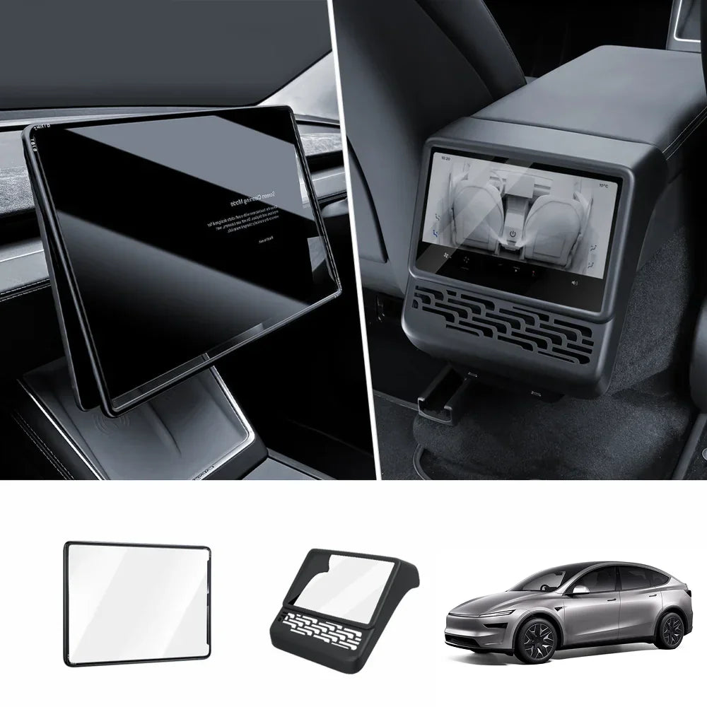 All-in-One Central Screen Tempered Glass & Frame Cover for Tesla Model YL 2026+