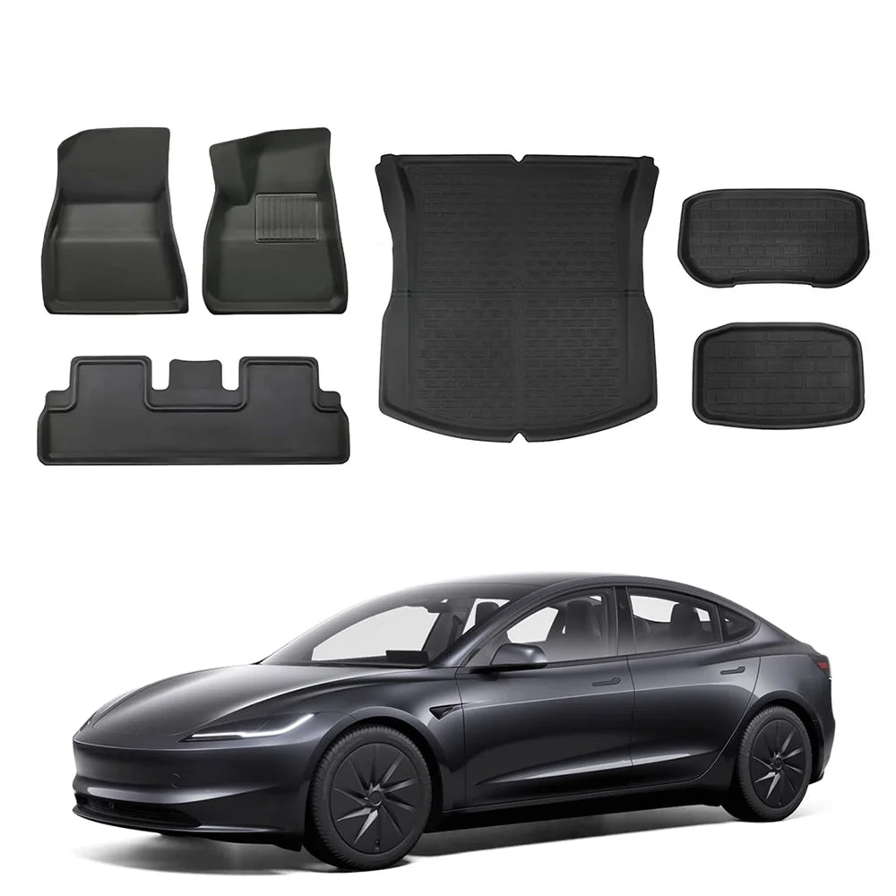 All Weather XPE Interior Floor Mats Cargo Liners Set for Tesla Model 3 Highland Standard 2025+