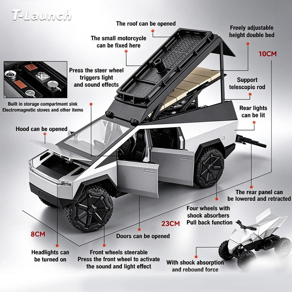 1:24 Scale Alloy Pickup Camping RV Model - T-Launch