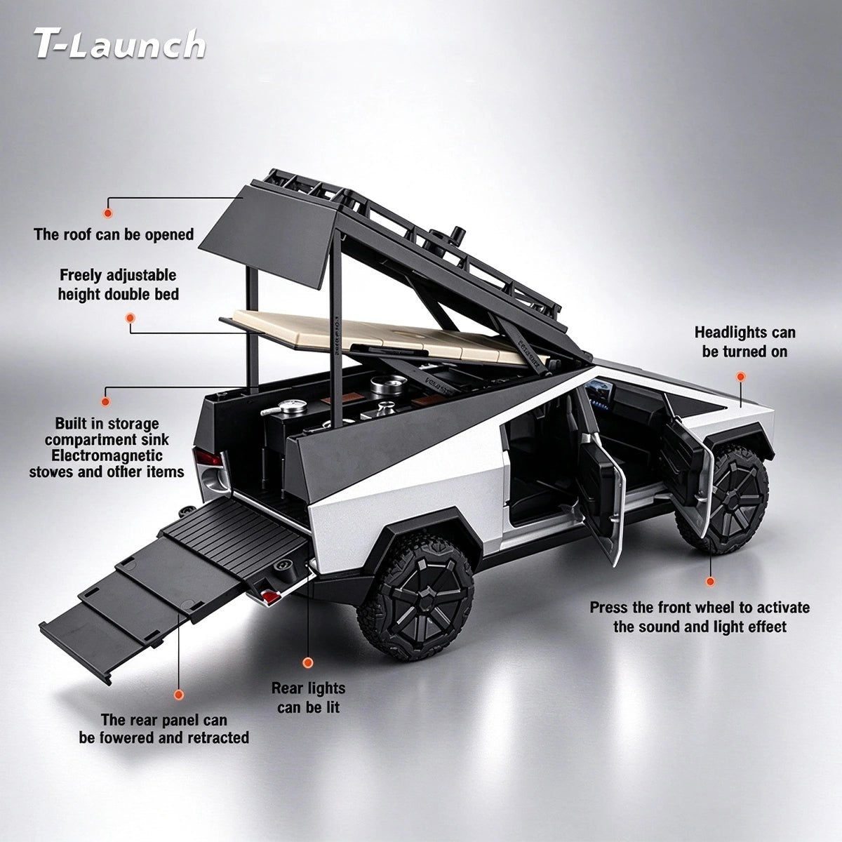 1:24 Scale Alloy Pickup Camping RV Model - T-Launch