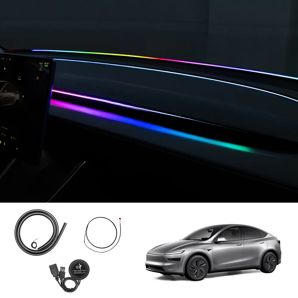 Lumină ambientală cu LED-uri pentru tabloul de bord – Modernizare interior care schimbă culoarea pentru Tesla Model Y Juniper 2025+
