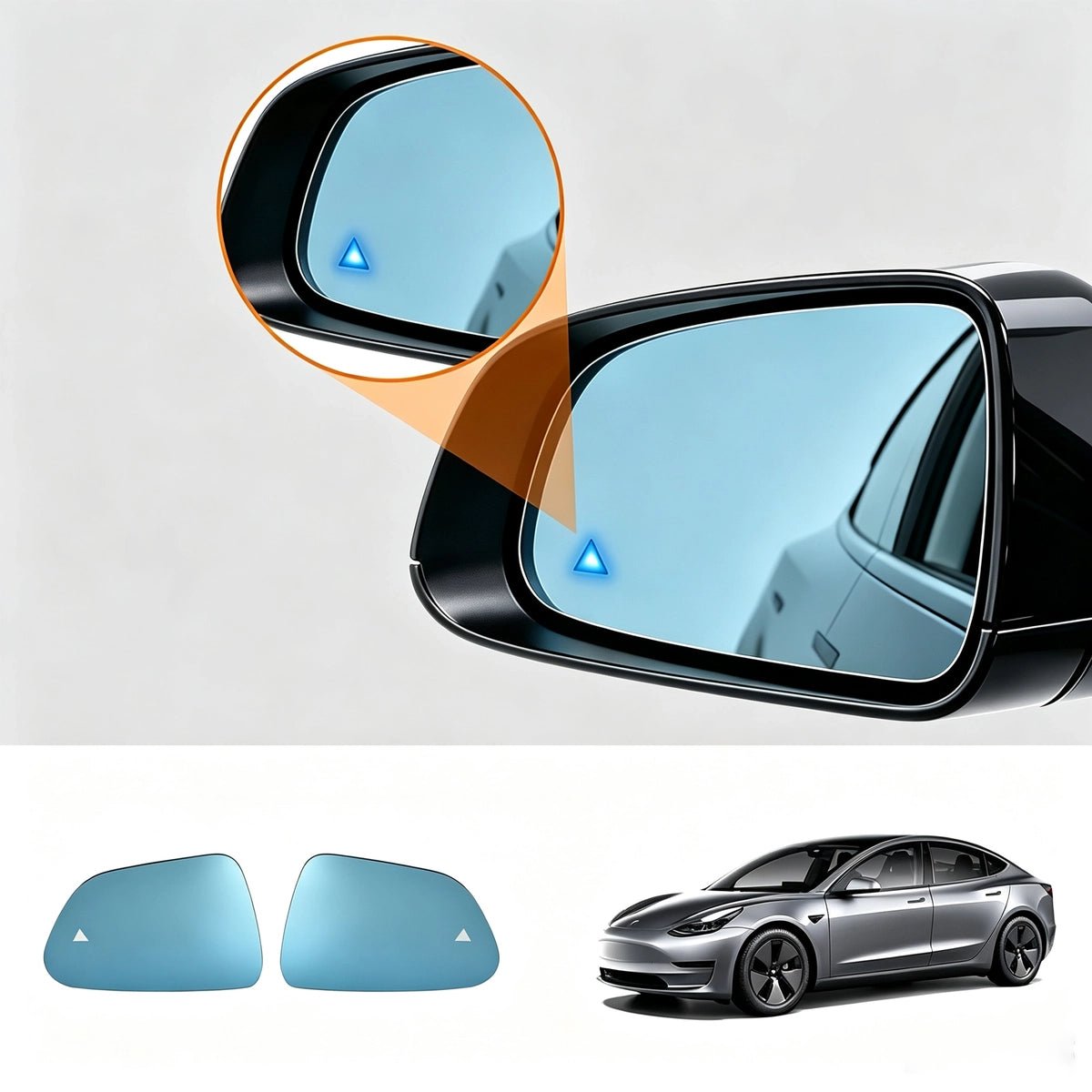 BSD Totwinkel-Warnspiegelglas für Tesla Model 3 2021+ (2er Set)