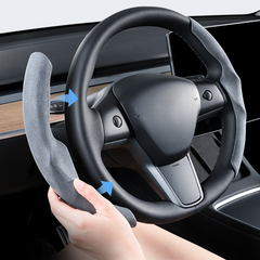 Anti-Slip Suede Steering Wheel Cover for Tesla Model YL 2026+