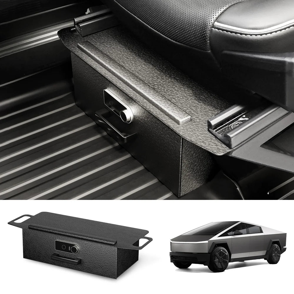 Front Under-Seat Anti-Theft Privacy Fingerprint Safe Lockbox For Tesla Cybertruck