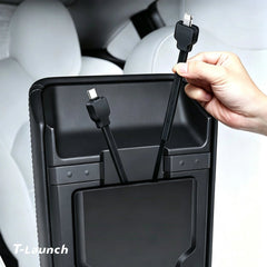 Armrest Retractable Charging Hub with Dual Cables for Tesla Model 3 2024+ / Model Y 2025+ - T-Launch