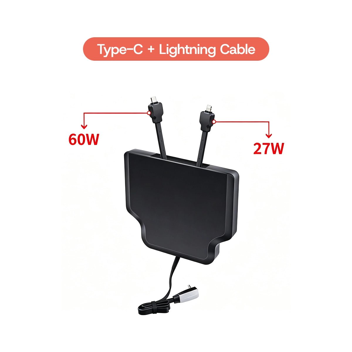 Armrest Retractable Charging Hub with Dual Cables for Tesla Model 3 2024+ / Model Y 2025+ - T-Launch