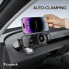 Electric Auto-Clamping & Rotating Wireless Charging Phone Holder for Tesla Model 3/Y/Y L 2024+