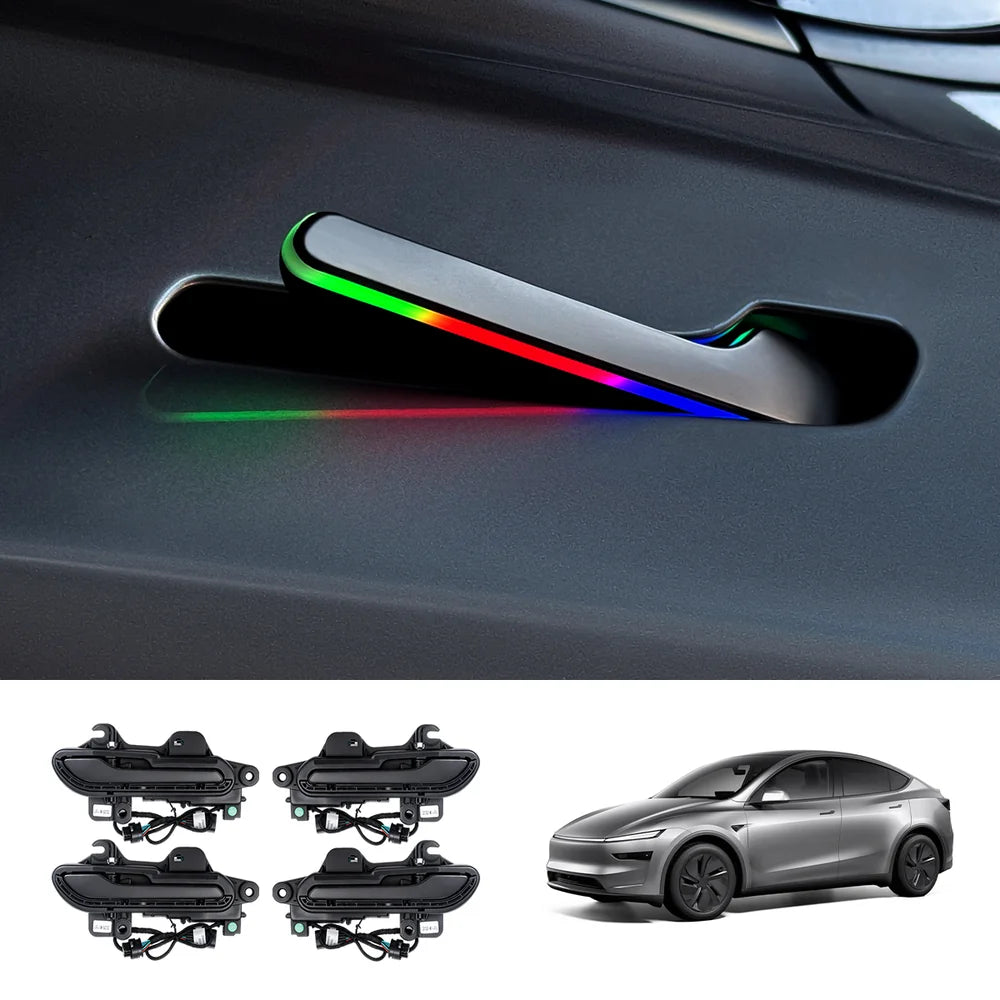 Wireless Auto Door Handle Upgrade Kit with Colorful LED Lights for Tesla Model 3/Y (2022–2025)
