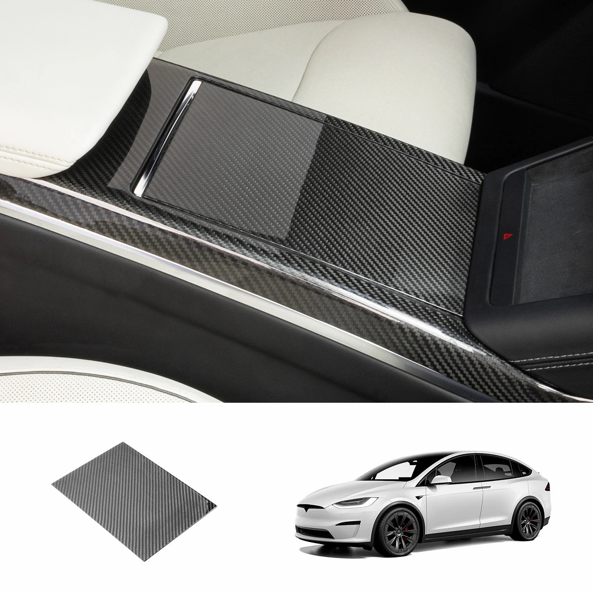 [Real Carbon Fiber] Center Console Cover For Model X 2021+