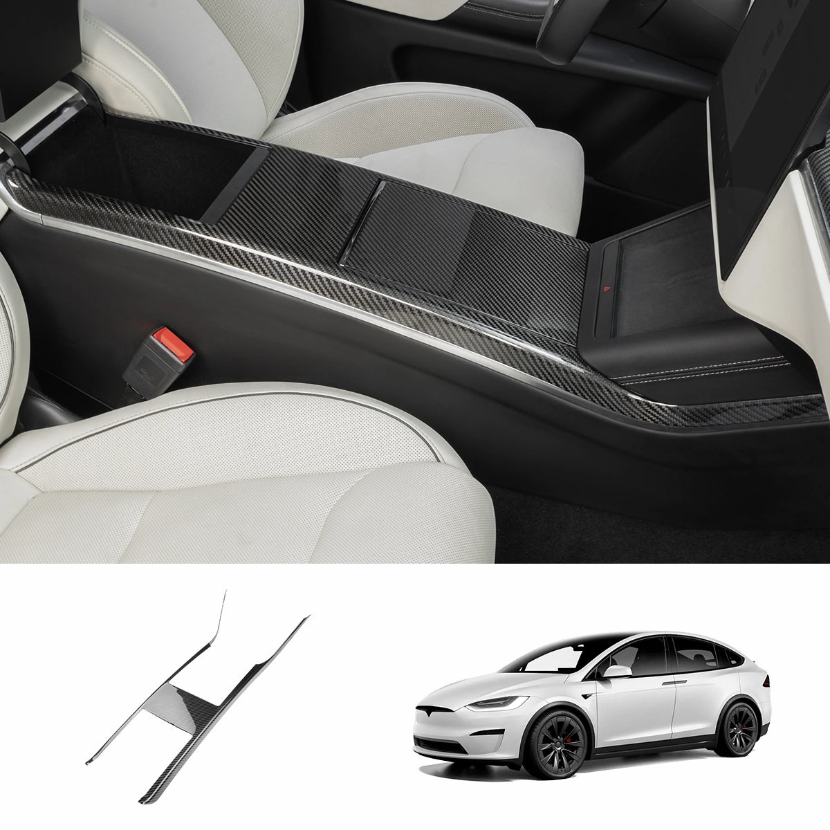 [Real Carbon Fiber] Rivestimento laterale della console centrale per Model X 2021+
