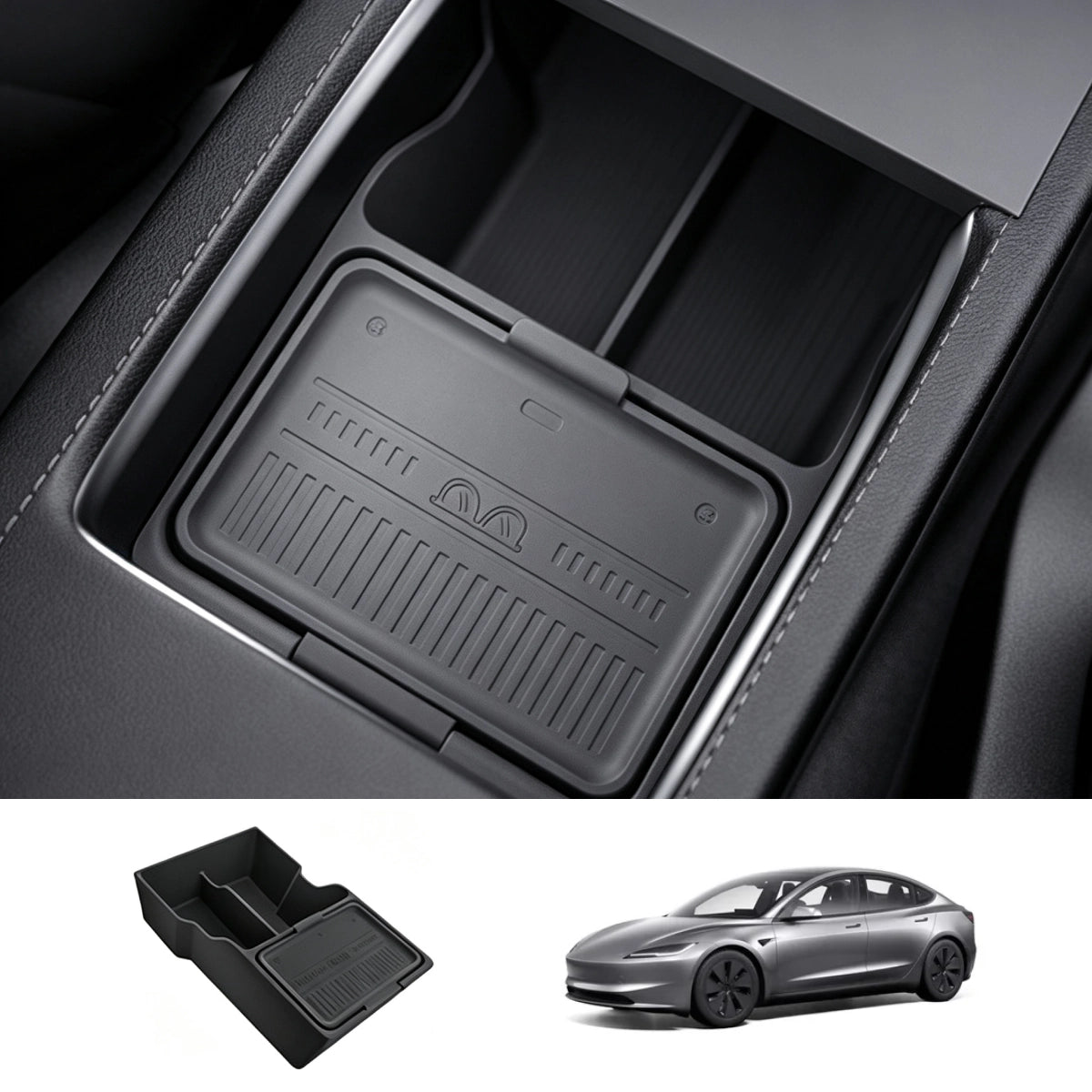 Center Console & Armrest Silicone Storage Organizer Set for Tesla Model 3 Highland 2024+ - T-Launch