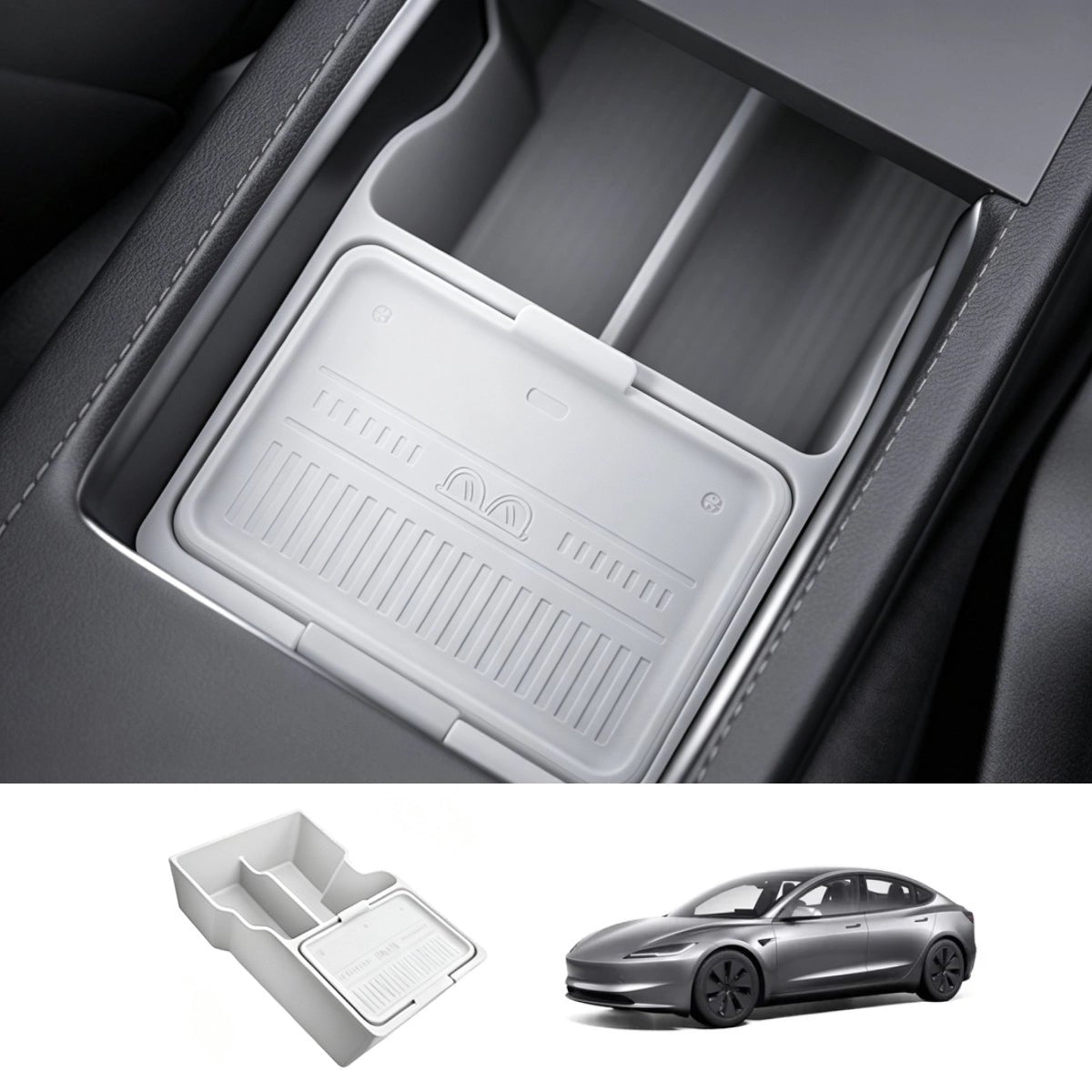 Center Console & Armrest Silicone Storage Organizer Set for Tesla Model 3 Highland 2024+ - T-Launch