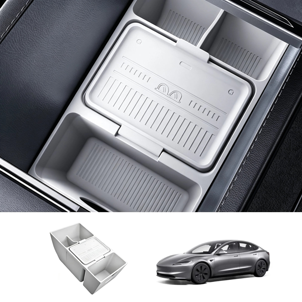 Center Console & Armrest Silicone Storage Organizer Set for Tesla Model 3 Highland 2024+ - T-Launch